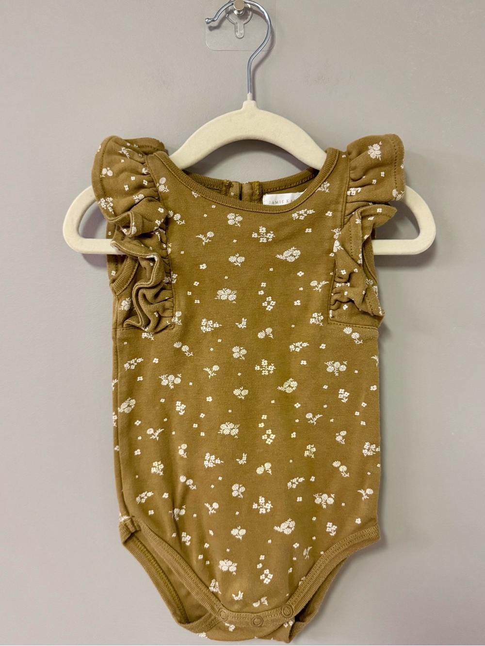 Jamie Kay Olive Green Floral Ruffle Sleeve Bodysuit